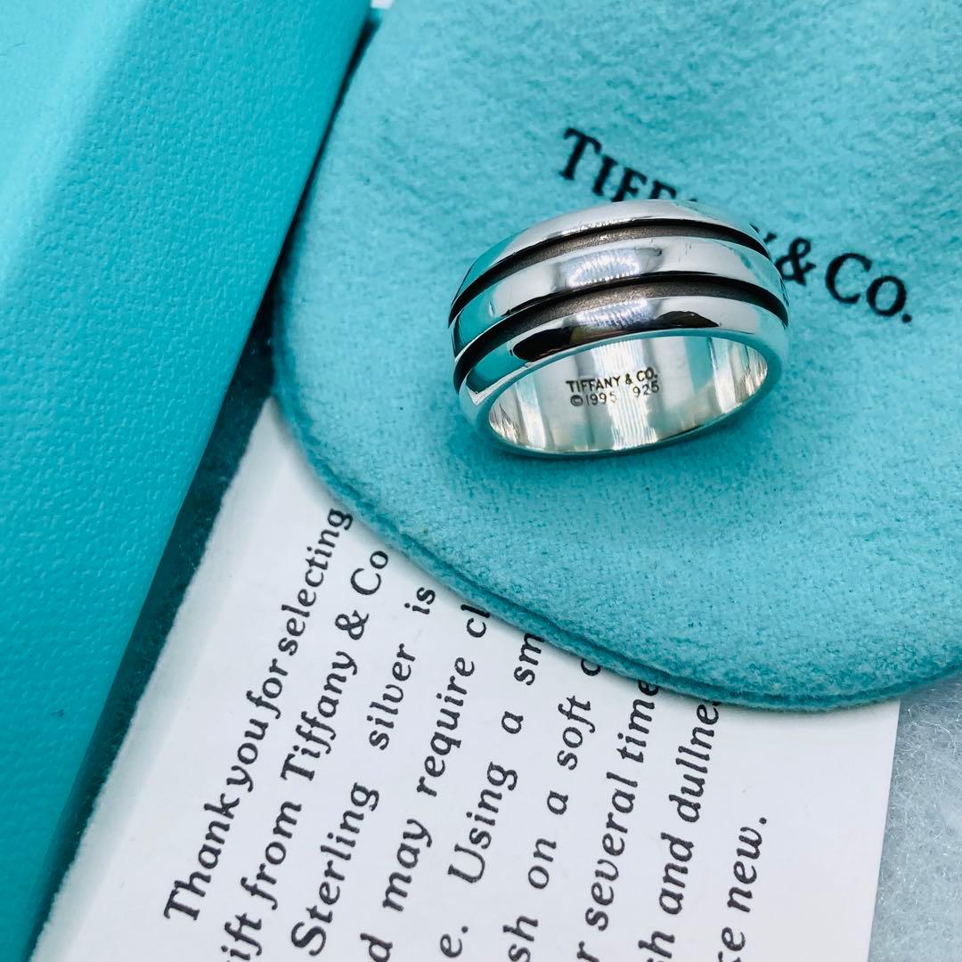 極美品✨ ティファニー グルーブドリング ダブルライン AG925 #17