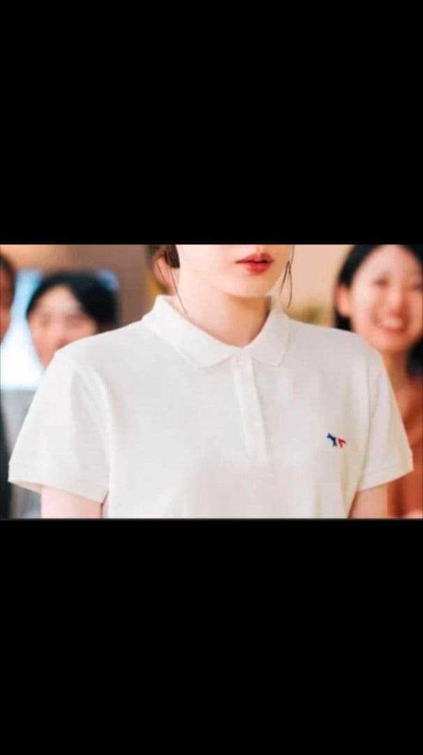 メゾンキツネ　トリコロールフォックス　ユニセックス　ポロシャツ　Ｓ　ホワイト