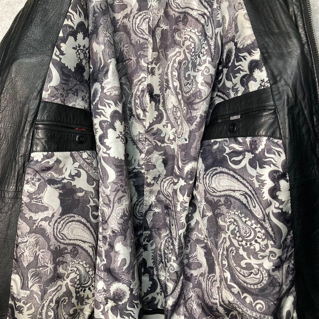 【美品】ポールスミス　PaulSmith　レザージャケット　ラム　ペイズリー
