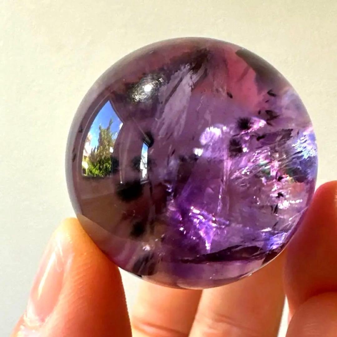 アメシスト　スフィア　高品質　ホーランダイト　虹　ファントム