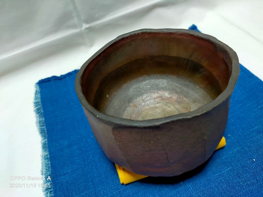 備前焼 各見政峯作 面取茶碗