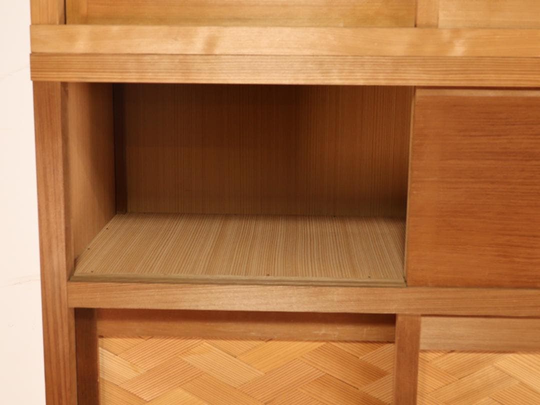 BK240　茶道具　置水屋　箪笥　茶箪笥　網代扉　煎茶棚　2段