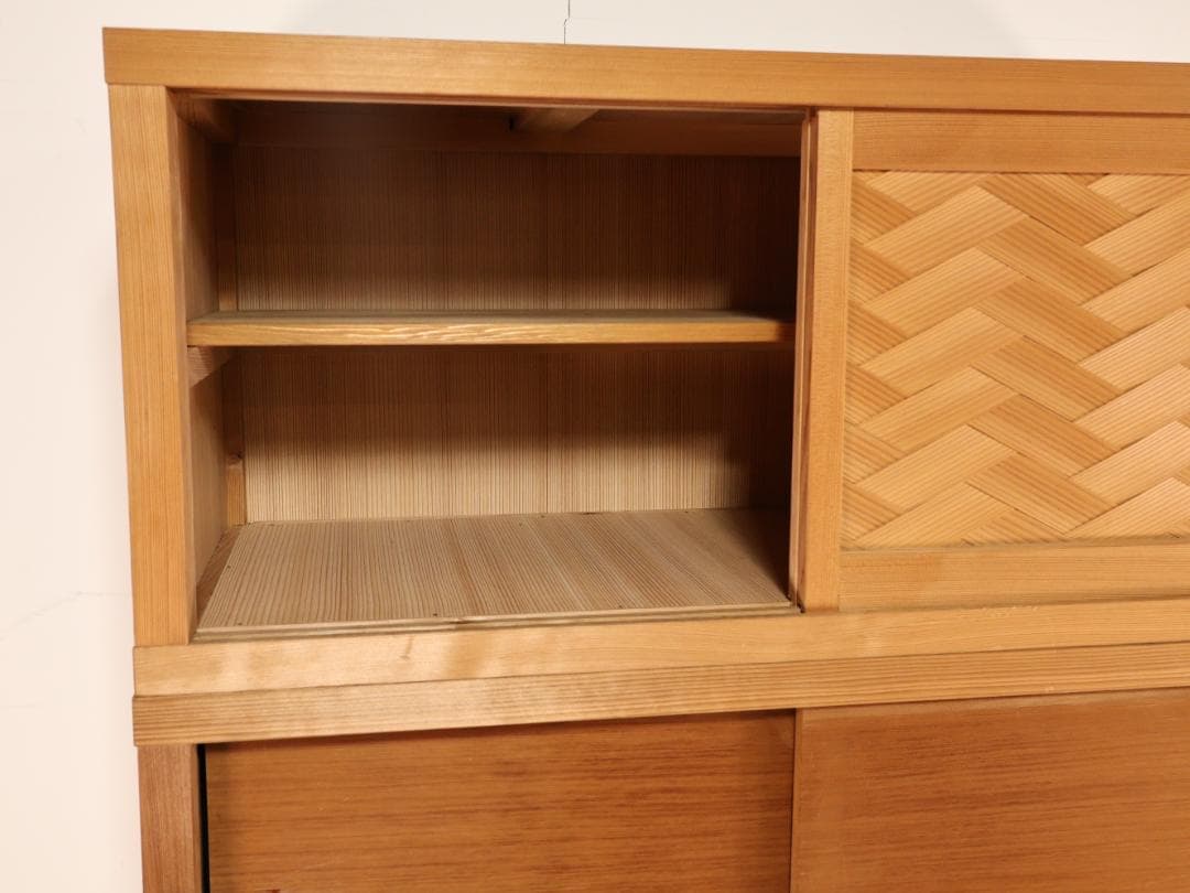 BK240　茶道具　置水屋　箪笥　茶箪笥　網代扉　煎茶棚　2段