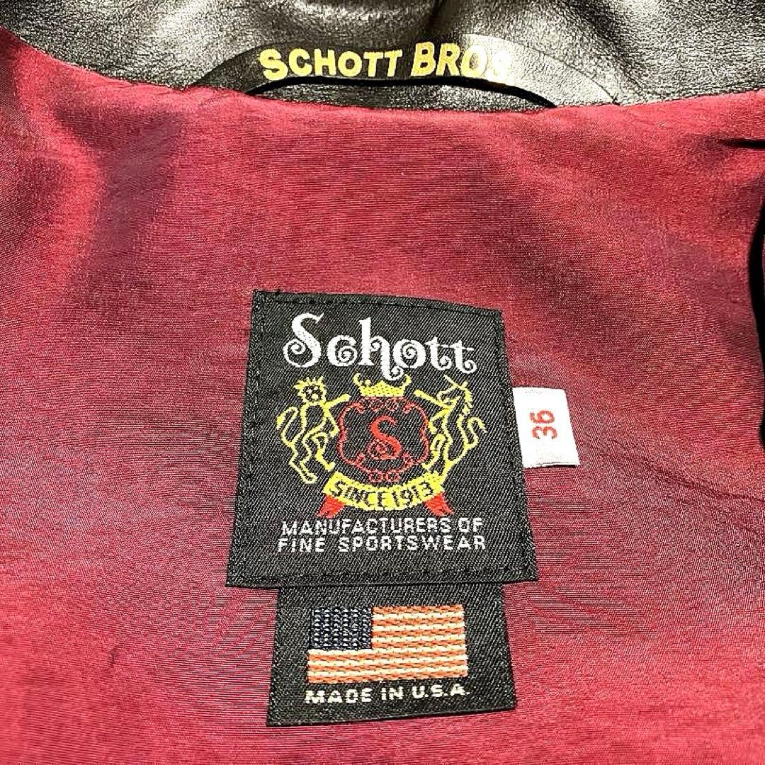 極美品 schott ショット 641XX 立襟黒革ライダース 36 現行 最新