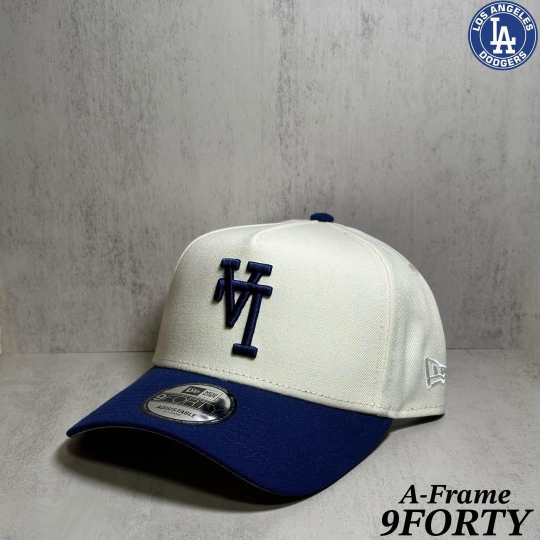 【海外限定】 ドジャース 9FORTY LA逆ロゴ ホワイト&ブルー キャップ