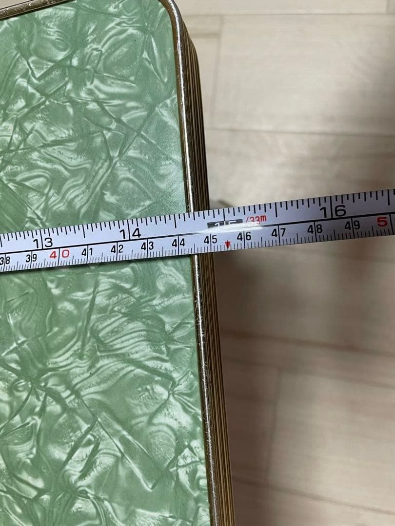 超昭和レトロ、折りたたみ式木製テーブル 緑色パターン