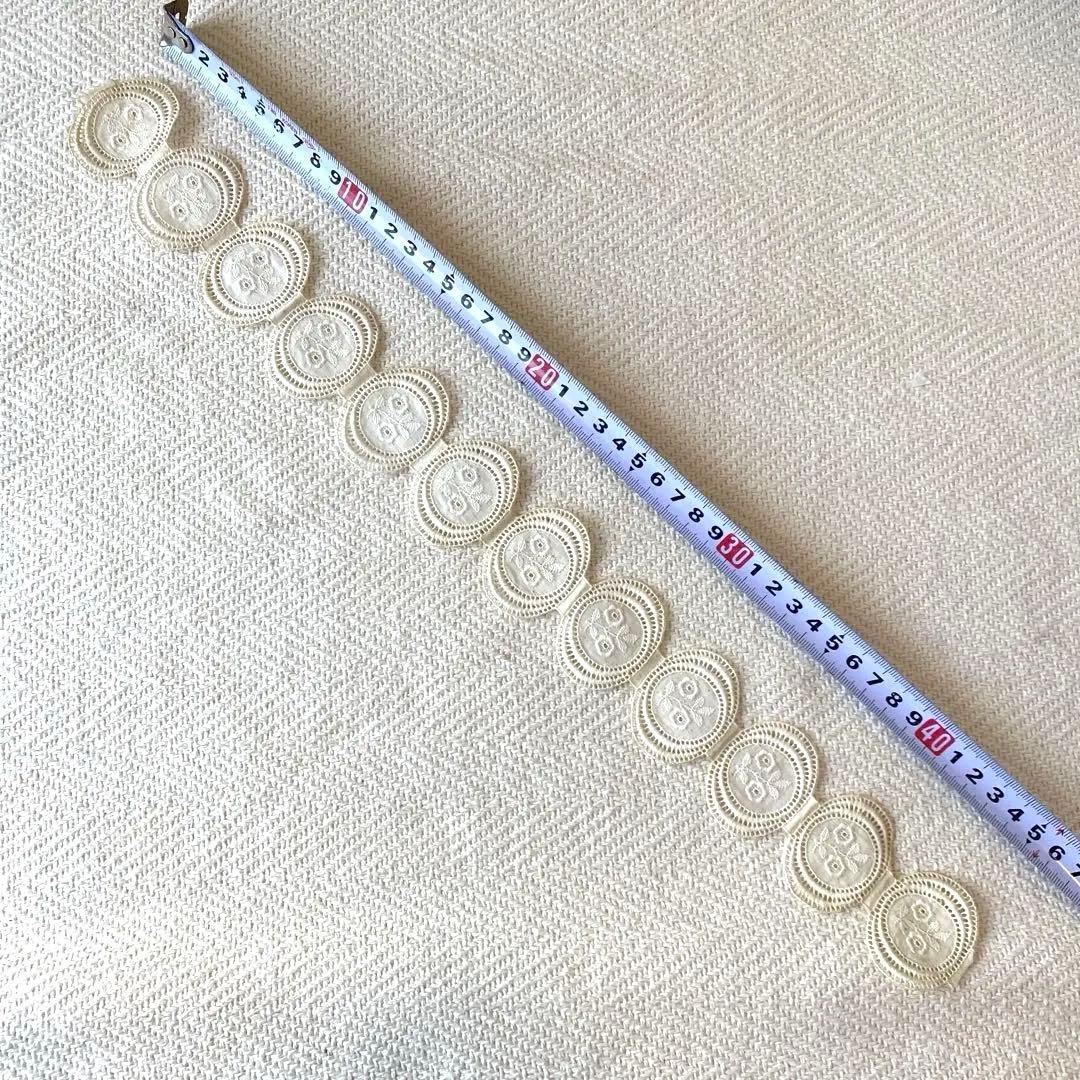 アンティーク ロマンティック コットン刺繍 レースリボン 楕円 花柄×12