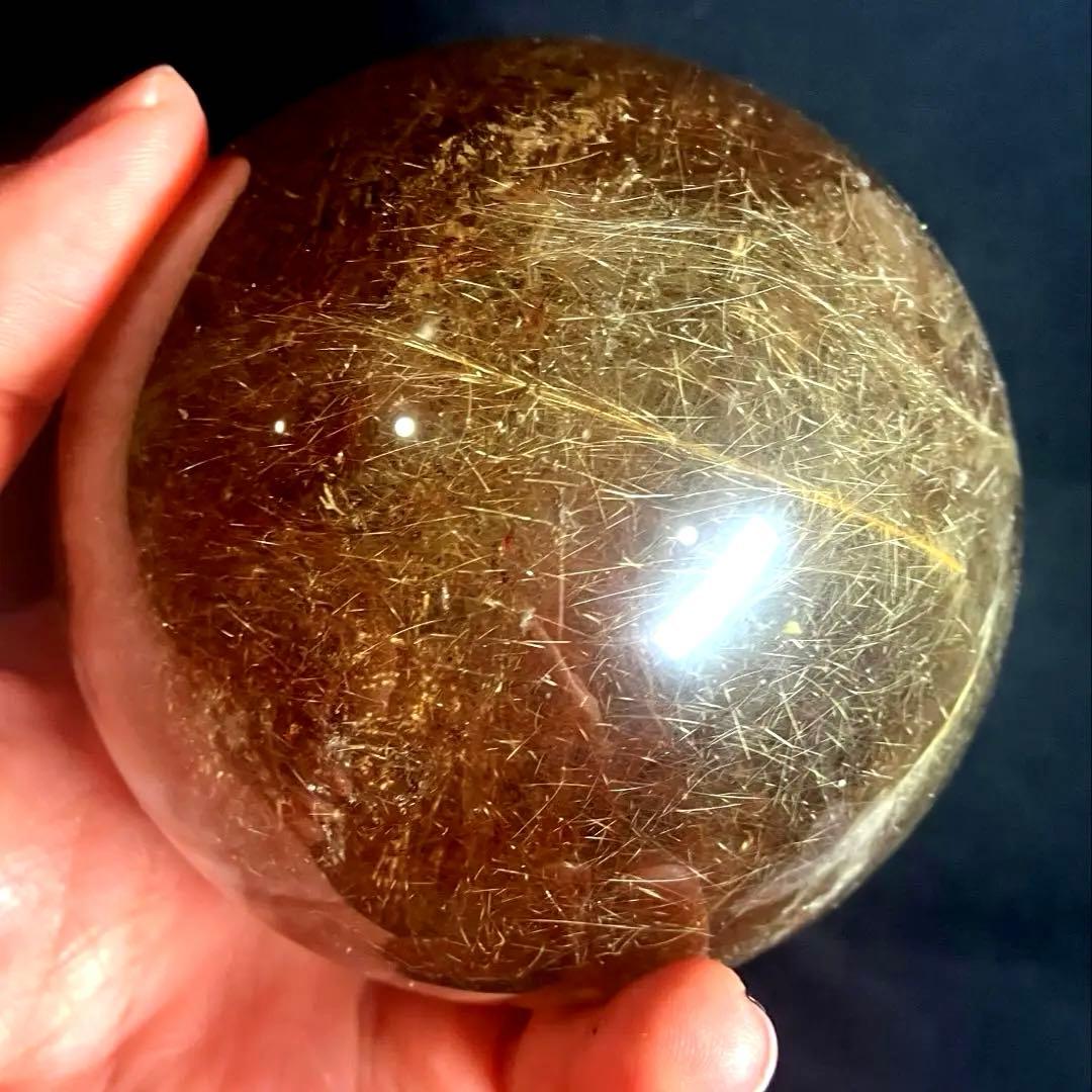 超特大　84mm ゴールドルチルクォーツ　金針水晶　パワーストーン