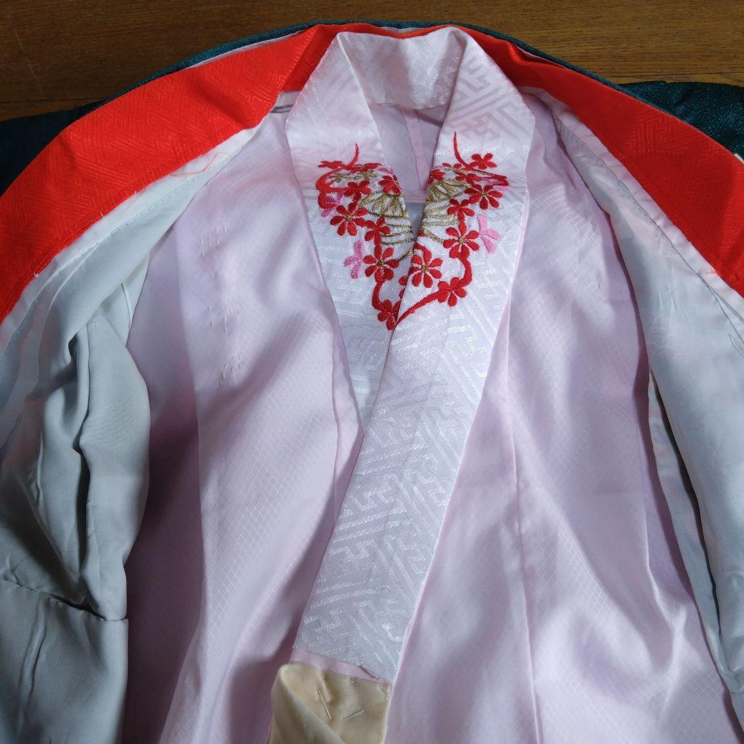 美しい緑七歳★着物帯バッグ草履小物セット★