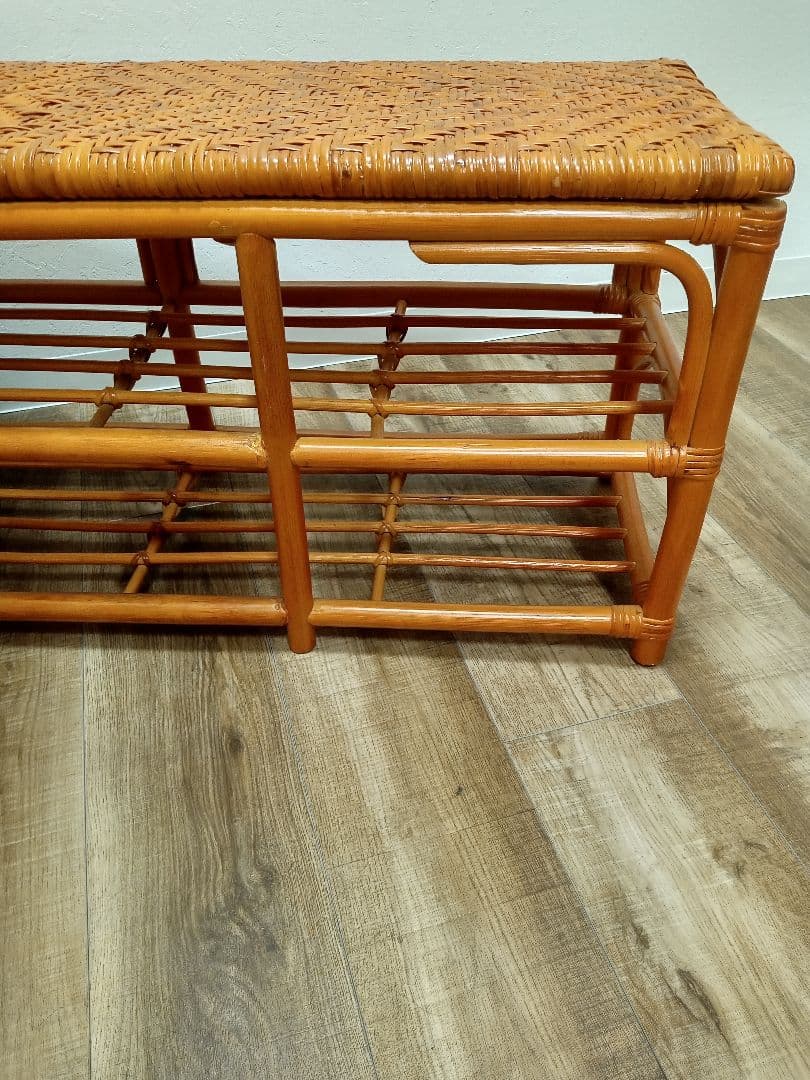 ラタンベンチ　収納箱　下駄箱