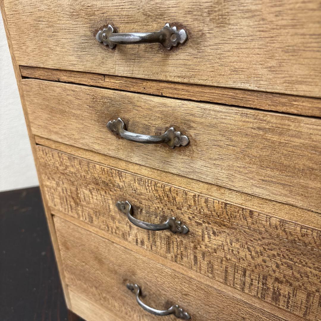 レトロ　剥離　木製4段引き出し収納 無垢材／アンティーク　古道具