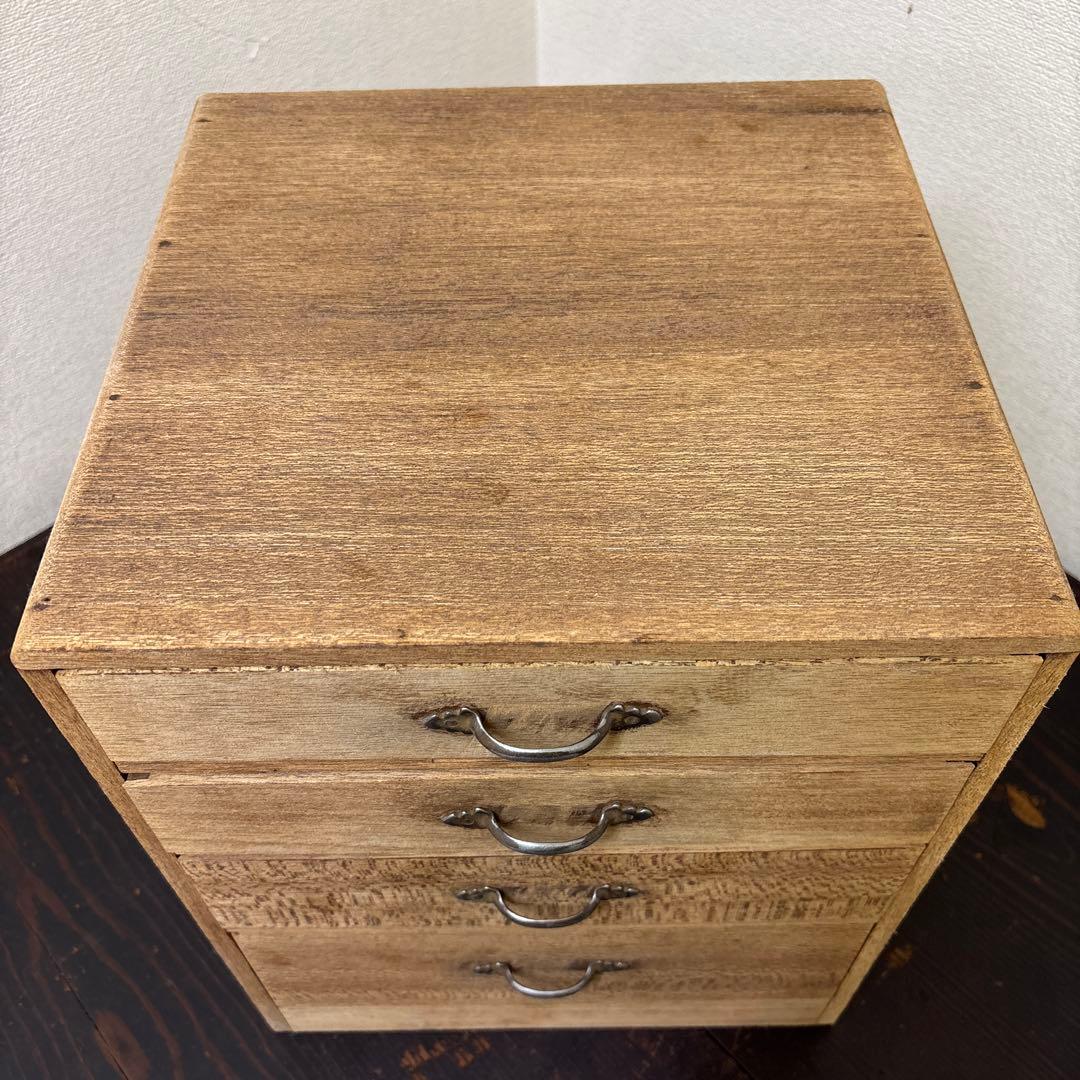 レトロ　剥離　木製4段引き出し収納 無垢材／アンティーク　古道具