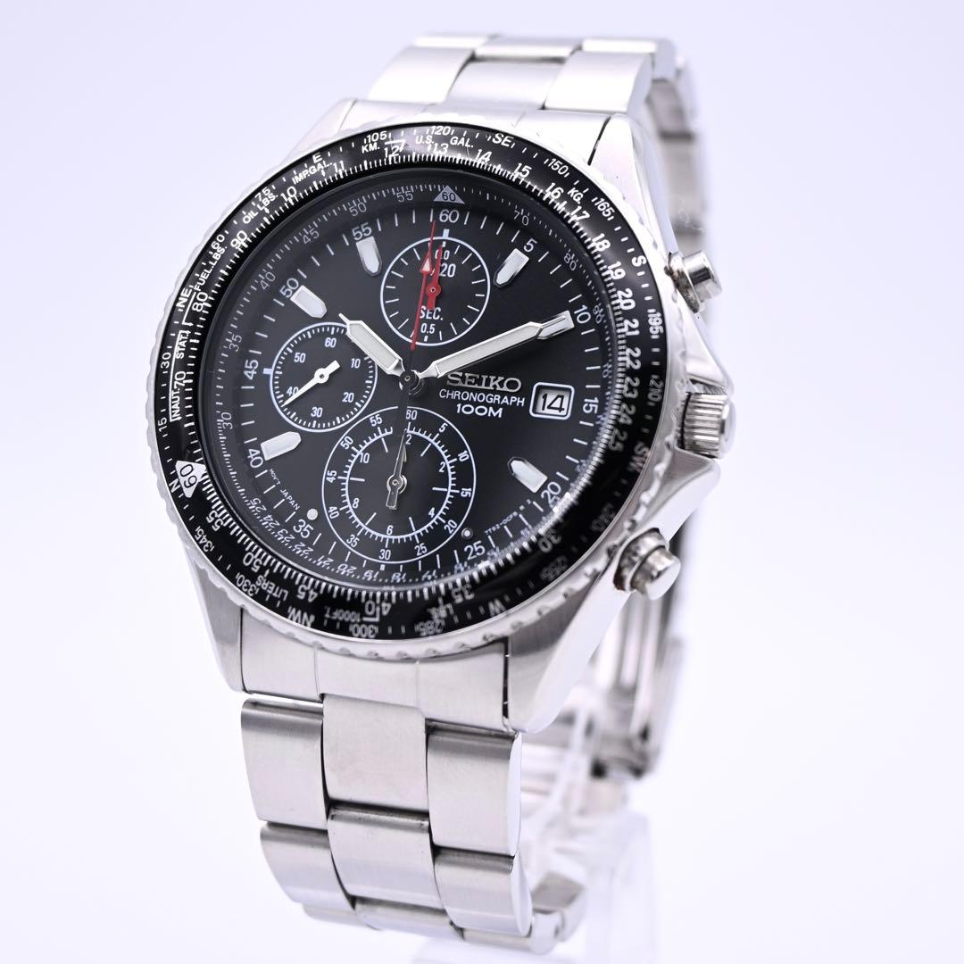 SEIKO 7T92-0CF0 フライトマスター クロノグラフ 腕時計 新品電池
