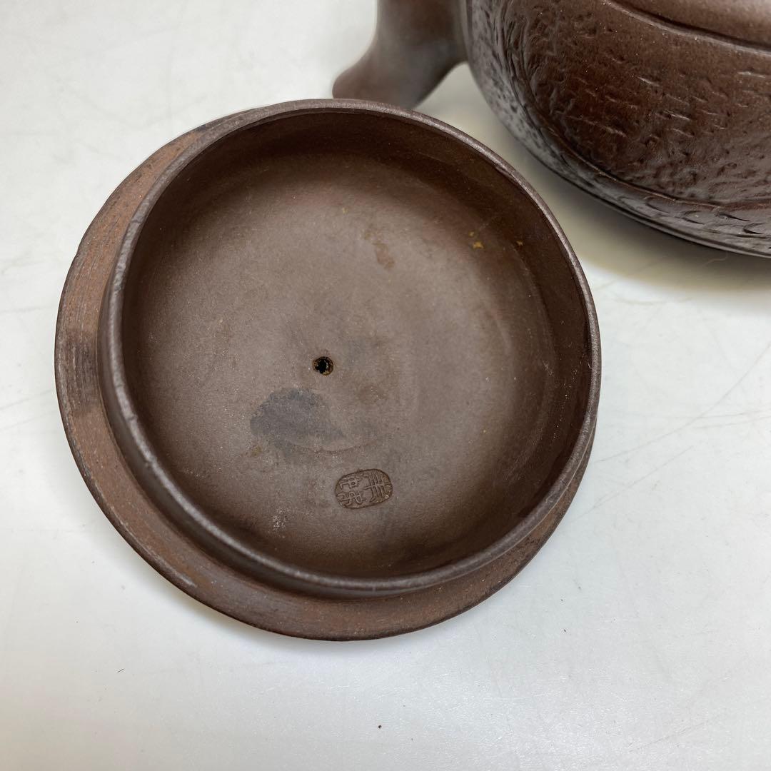 中国古玩　朱泥急須A 幅約17.5㎝　東さ7-1102③