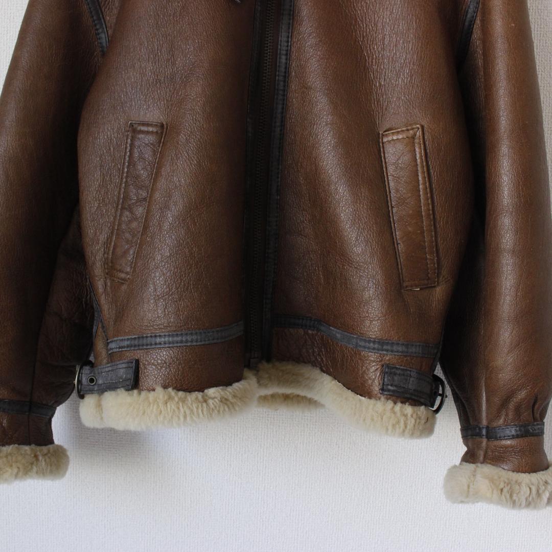 B-3 ムートンジャケット Lサイズ ラムレザー ボア ブラウン