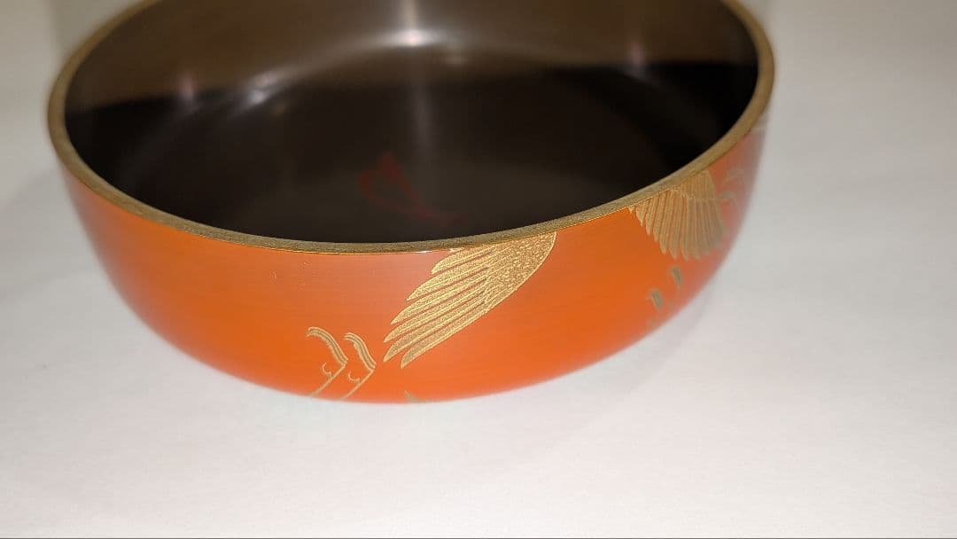 『和歌浦蒔絵』平棗　清水庄三 鶴模様 茶道具 永田宗伴書付的々斉　朱塗り内銀溜塗