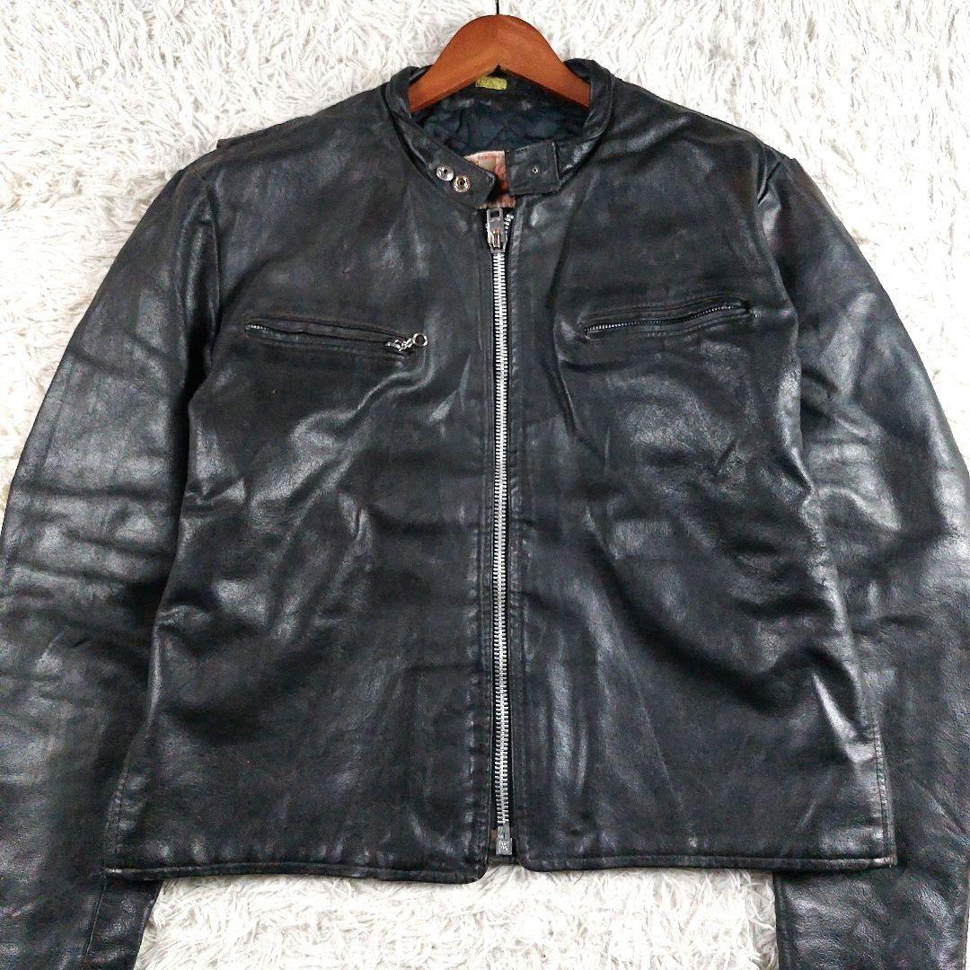 70s 希少 Excelled USA製 ダブルレザーライダースジャケット 46