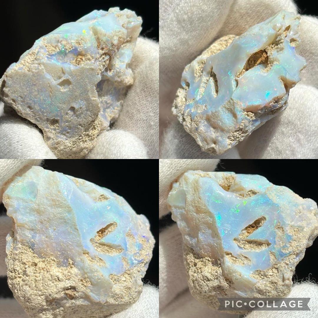 高品質 大きい エチオピアオパール 原石 鉱物標本　遊色　ブルー系