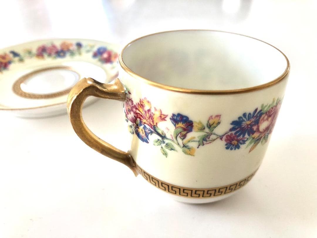 アビランド リモージュ カップ&ソーサー 金彩花柄 【アンティーク】