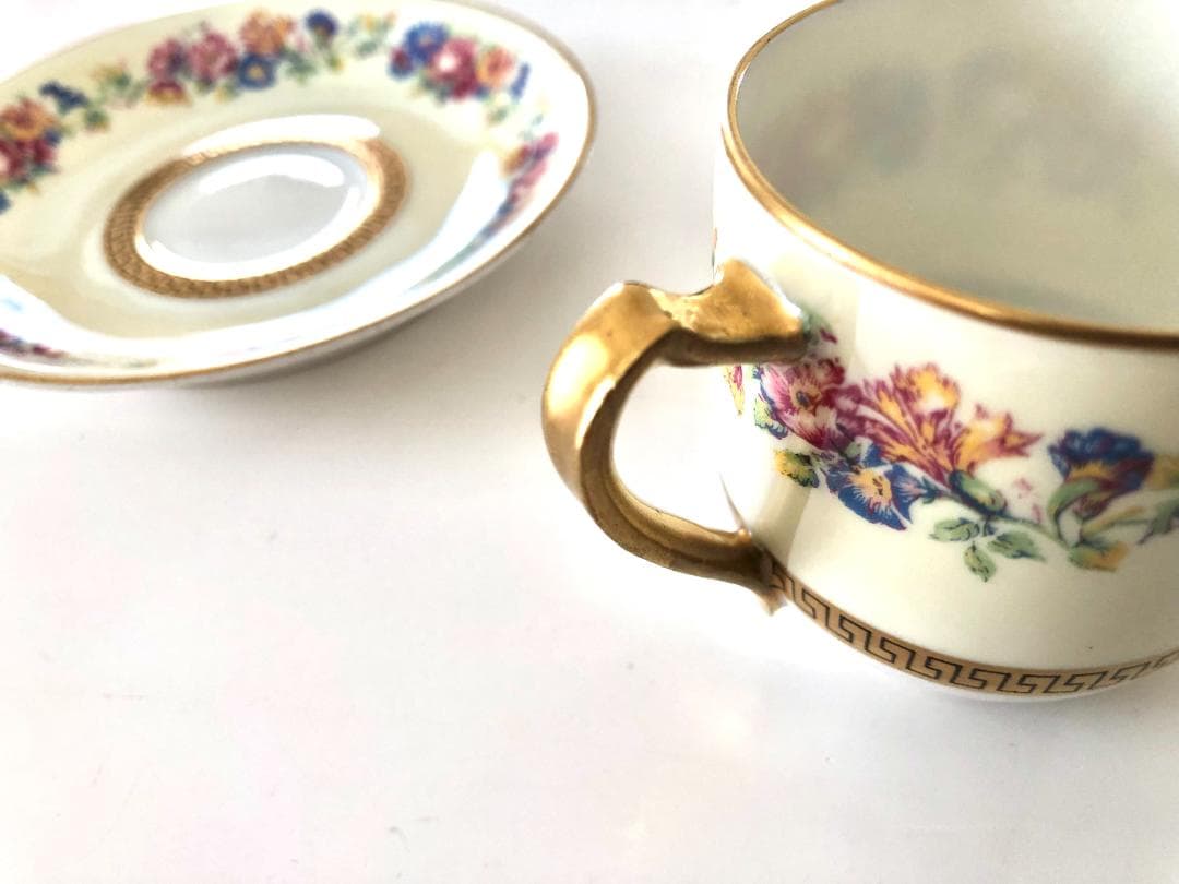 アビランド リモージュ カップ&ソーサー 金彩花柄 【アンティーク】