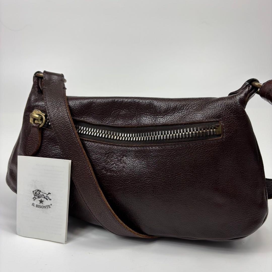 廃盤　IL BISONTE ショルダーバッグ　レザー　ロゴ型押し　 本革