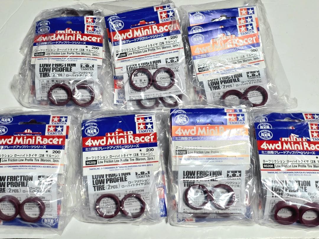 ミニ四駆ローフリクション ローハイトタイヤ(2本/マルーン) 95208 42個