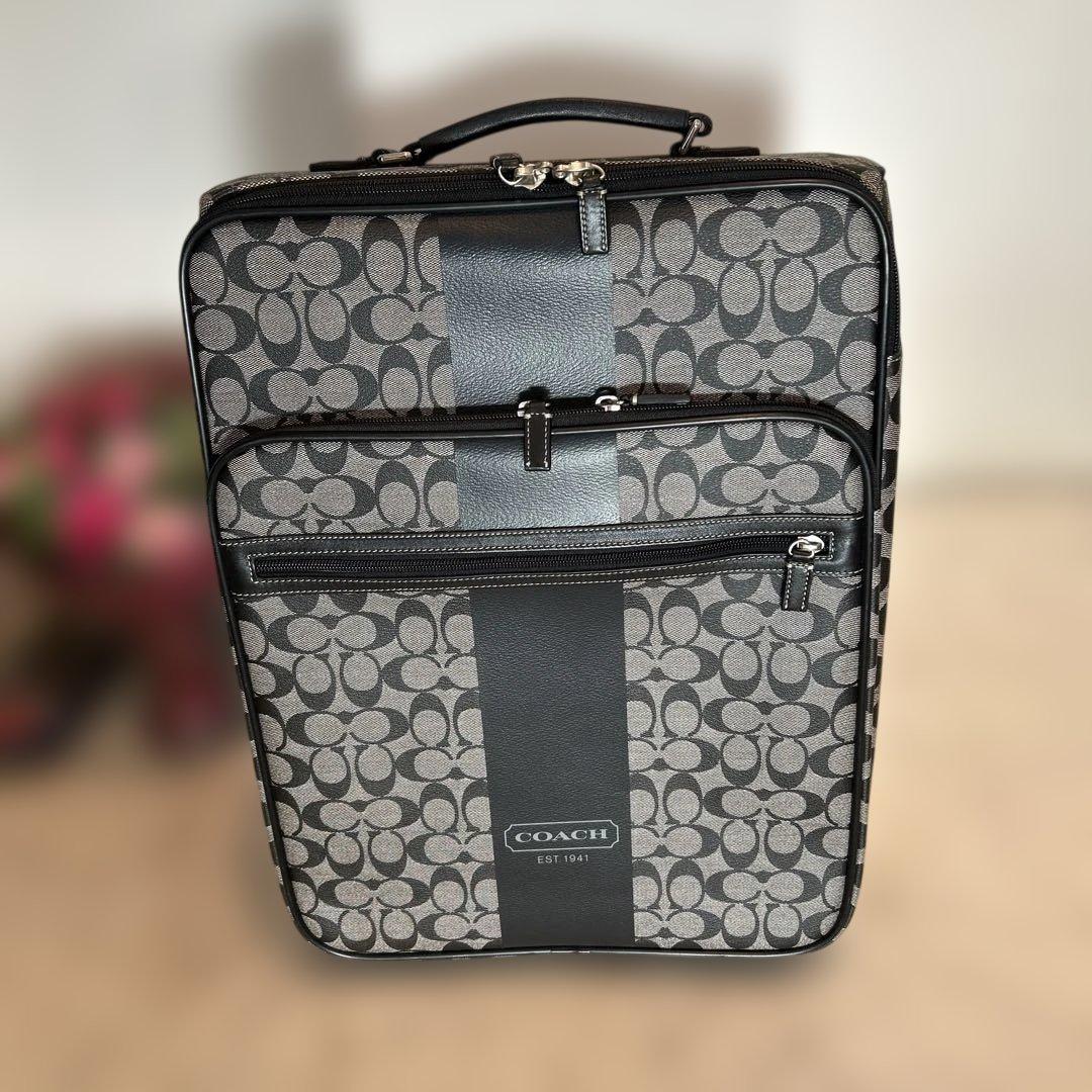 超美品　COACH モノグラム キャリーケース グレー/ブラック