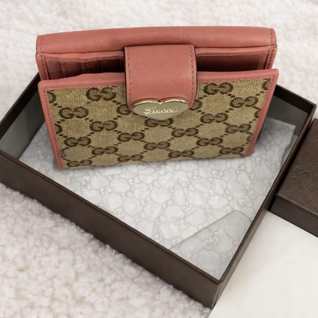 【新品・未使用】GUCCI グッチ　二つ折り財布 ラブリーハート　ピンク