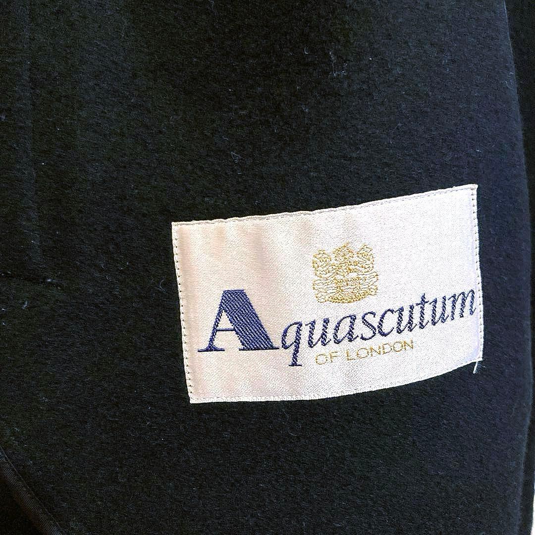Aquascutumアクアスキュータム黒ブラックカシミヤ100%チェスターコート