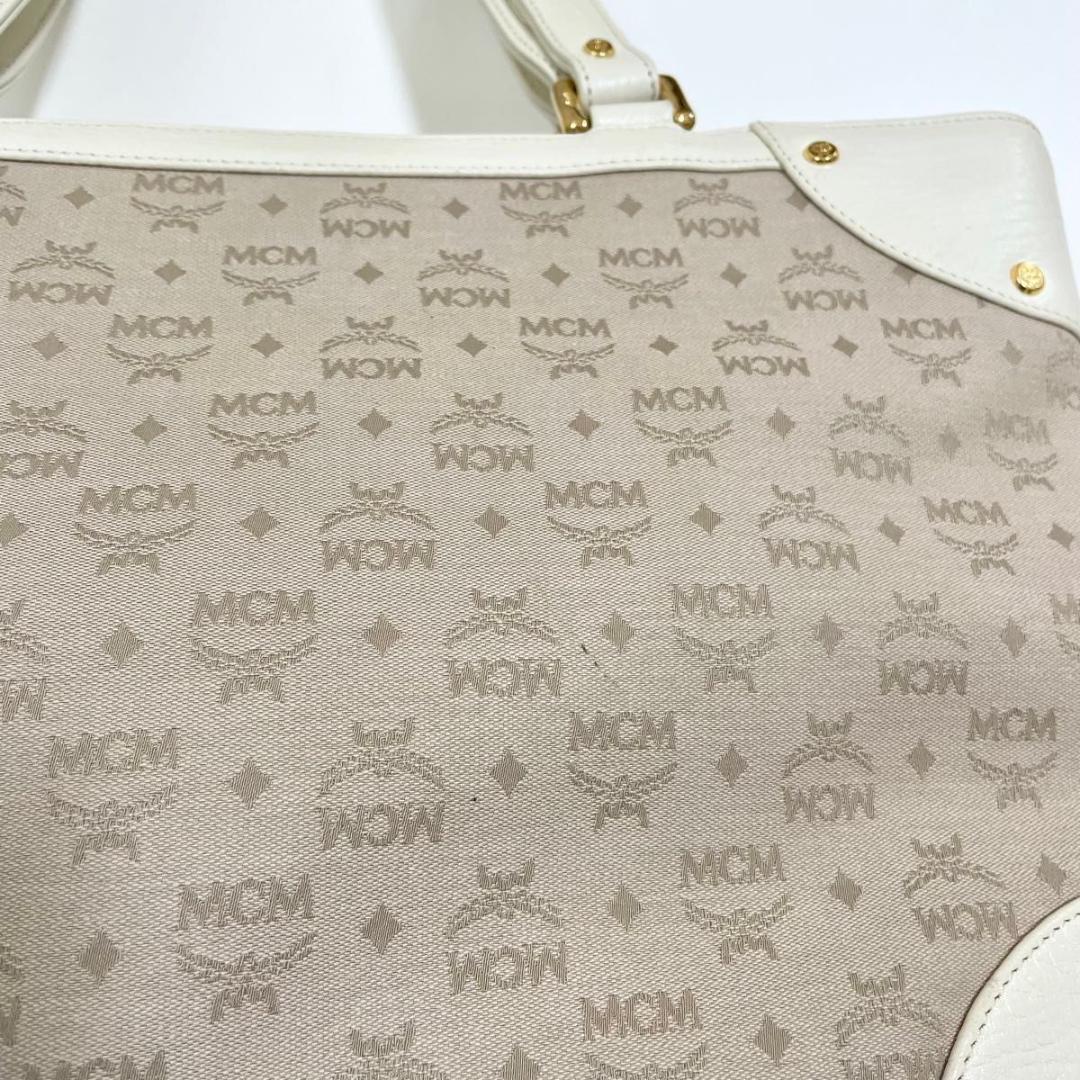 MCM ハンドバッグ 総柄 レディース ロゴ 白 ホワイト ベージュ 美品 中古
