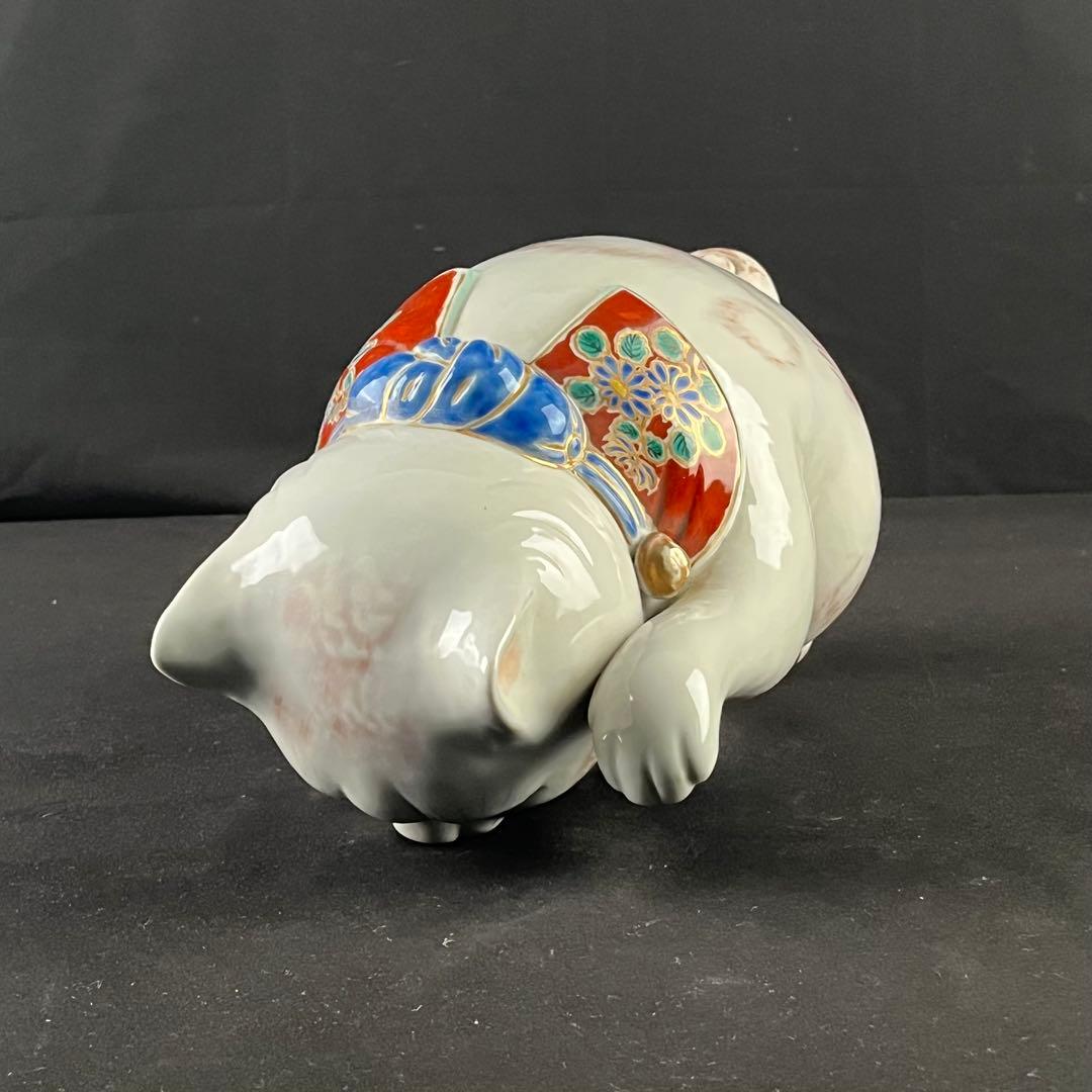 明治　九谷焼　招き猫　陶器　置物　31センチ　作家物