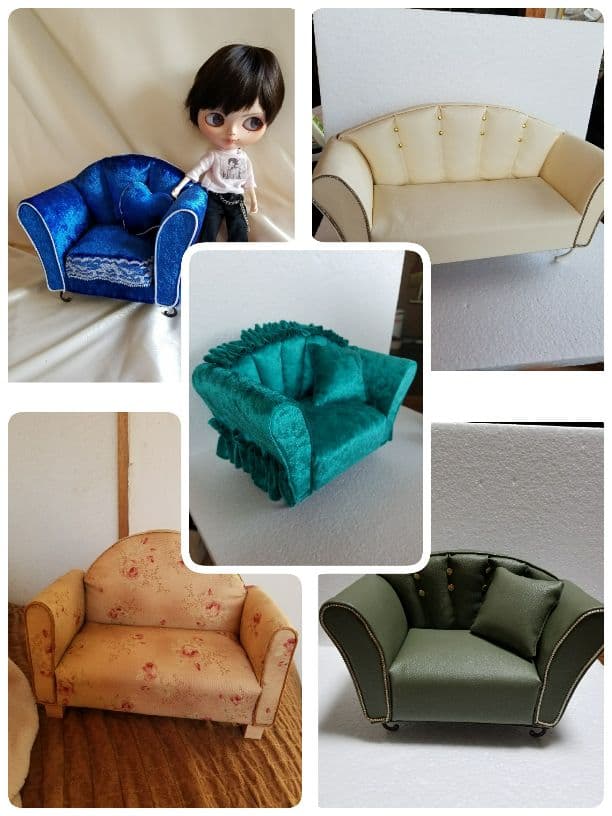 ブライス　リカちゃん　ドルフィー　　ドール用ミニチュアソファーオーダー見本