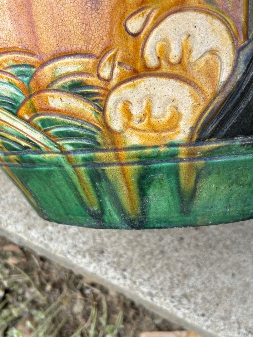 中国　三彩　蓮鷺紋鉢　送料込み0420