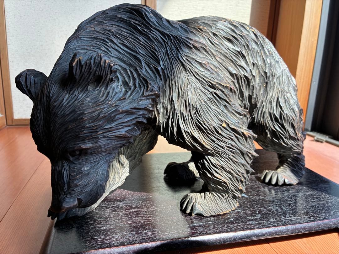 木彫り熊　アイヌ　アンティーク　銘あり　昭和初期製作