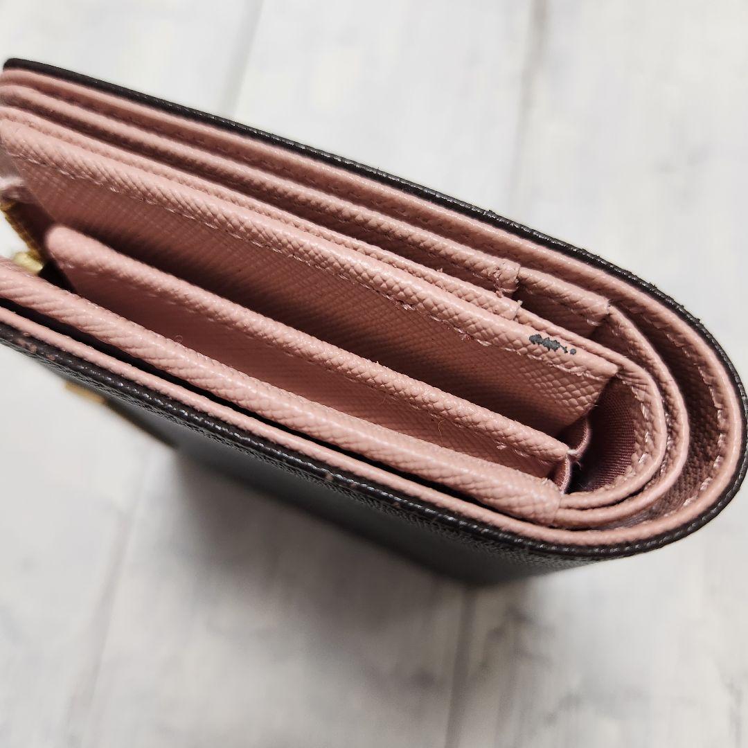 アニエスベー　二つ折り財布 ダークブラウン/ピンク　美品