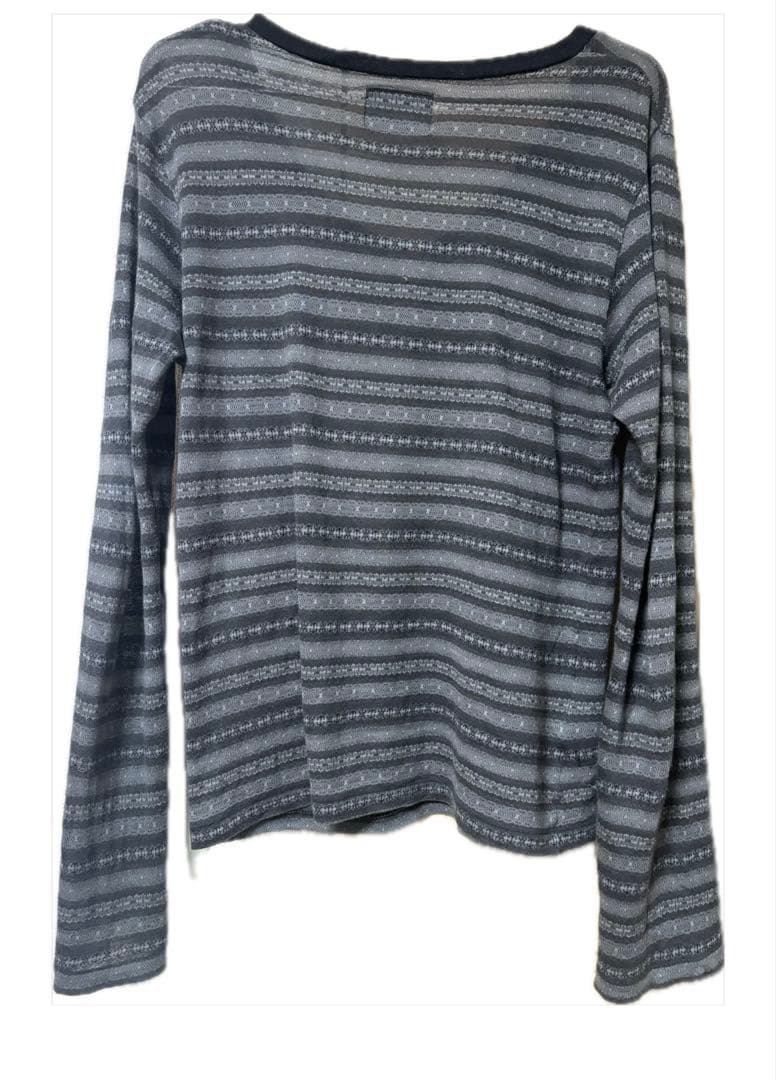 ナンバーナイン 08ss グレー ストライプ Vネック 長袖カットソー　ロンT