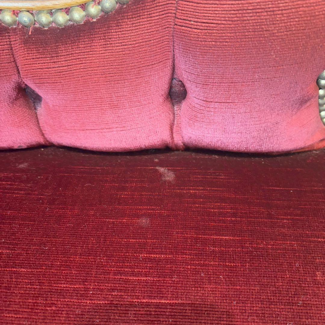 ビクトリアンスタイル ワインレッド　猫足ソファー　アンティーク