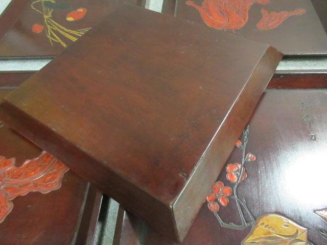 讃岐 手彫り 角盆 5枚 [B23519] 絵変り 両峰山人刀 讃岐木地漆