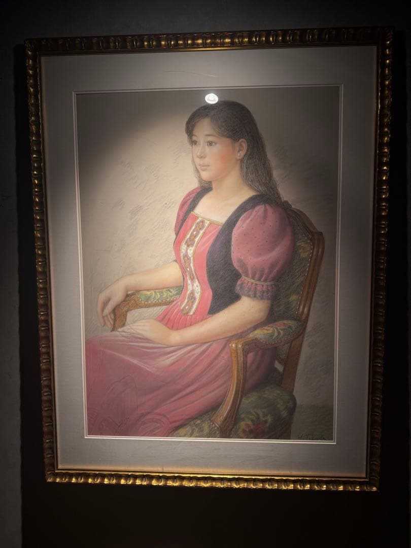 徳田宏行【美人画】肉筆パステル画　直筆サインあり