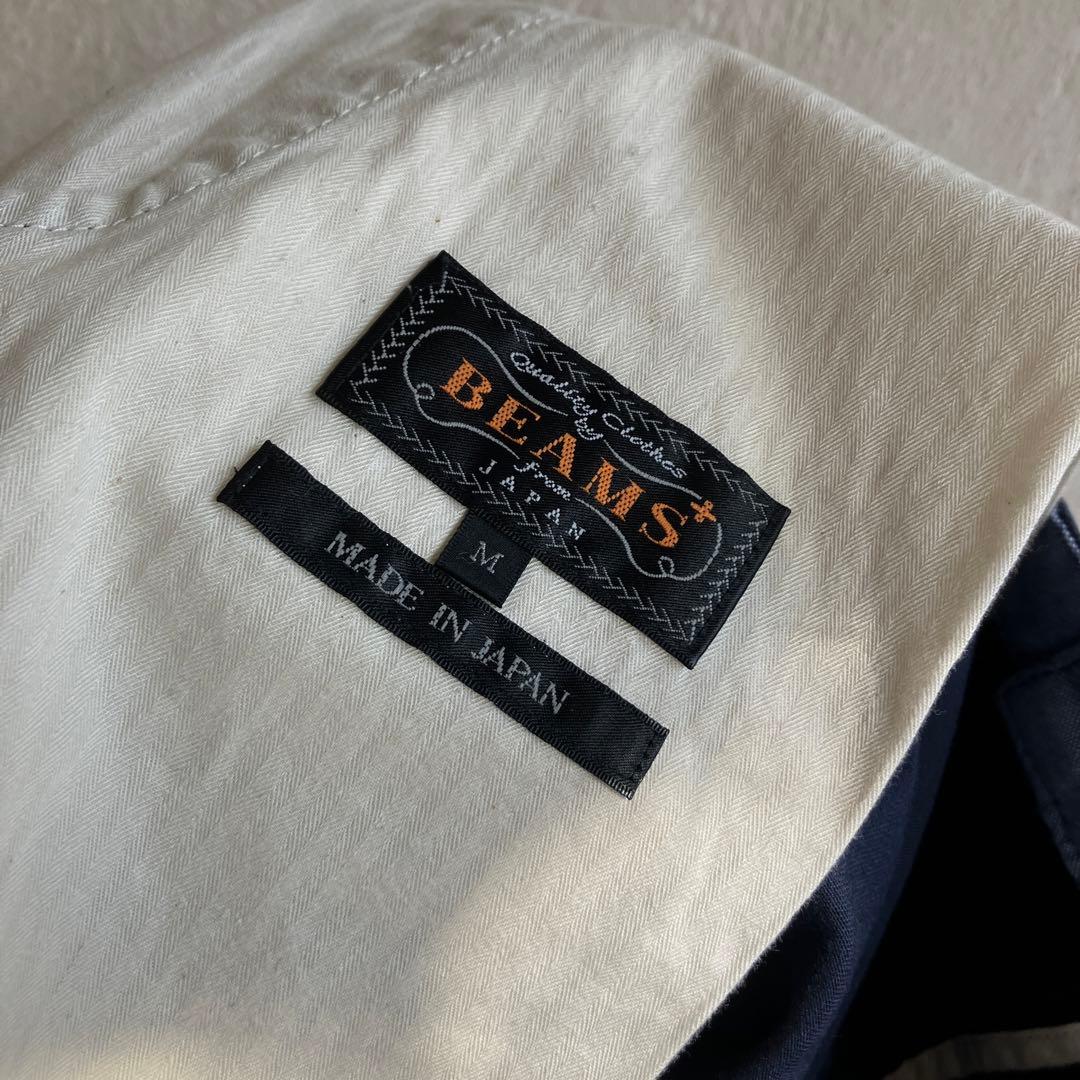 美品 BEAMS PLUS 2プリーツチノ チノパン ネイビー M