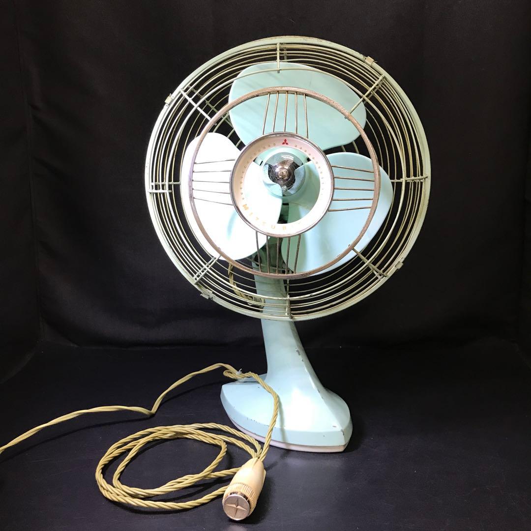 昭和レトロ MITSUBISHI 扇風機　有線リモコン　グリーン