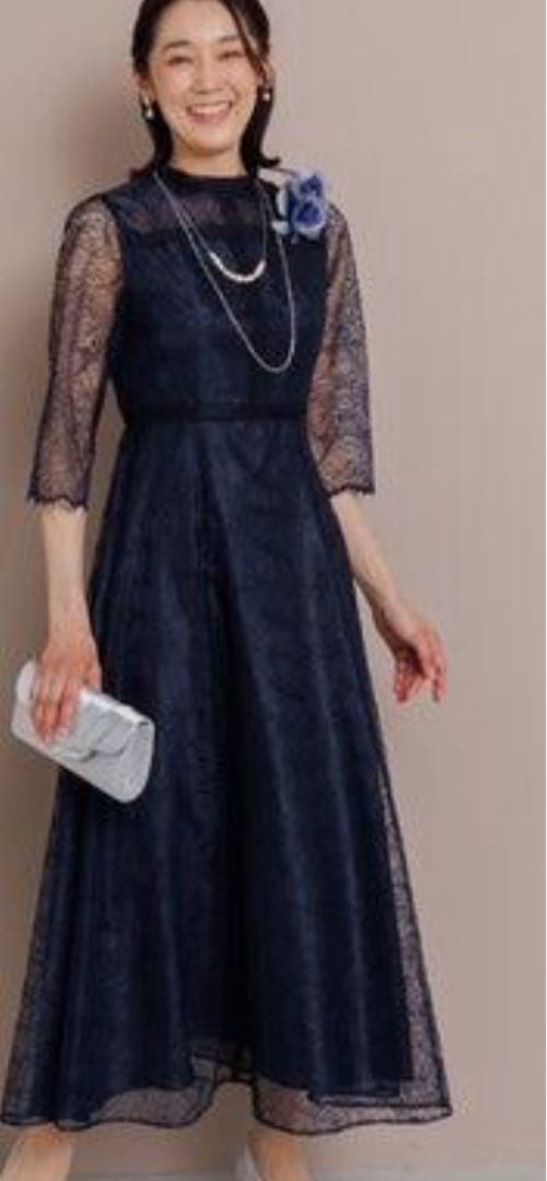 フォルムフォルマ マザードレスform forma リーフレースロング紺　９号