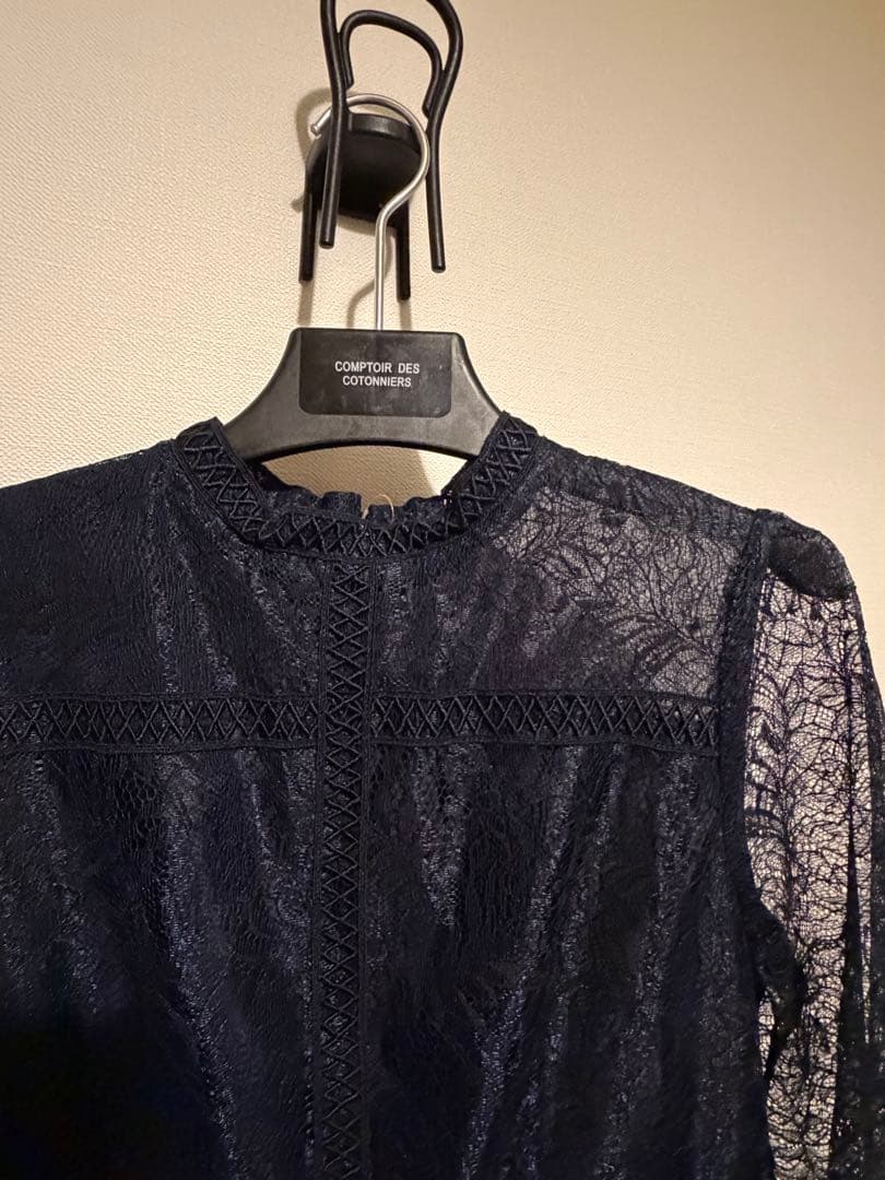 フォルムフォルマ マザードレスform forma リーフレースロング紺　９号