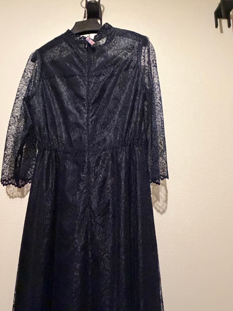 フォルムフォルマ マザードレスform forma リーフレースロング紺　９号