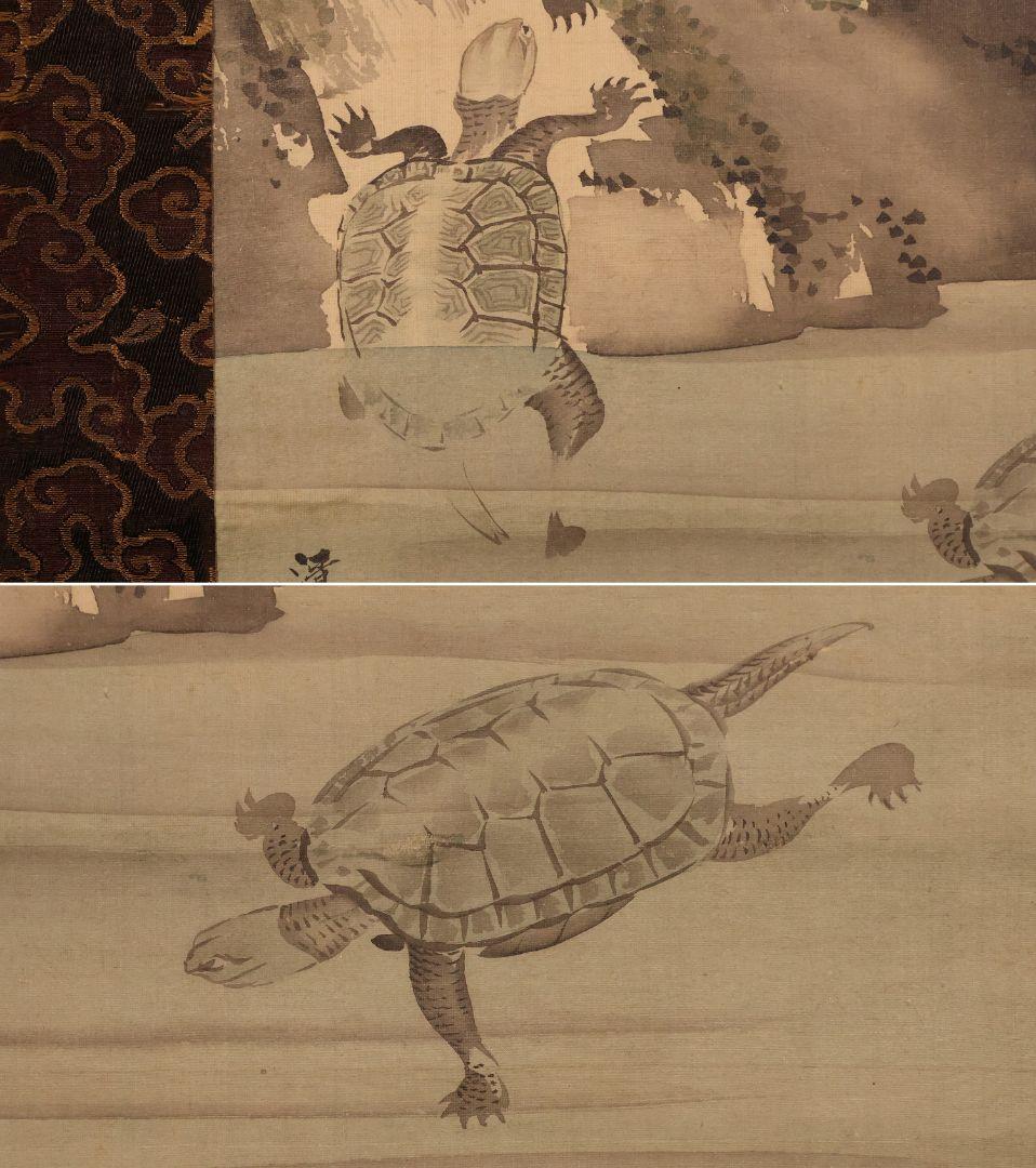 【模写】日本画 横山清暉 高砂鶴亀 三幅対 絹本 掛軸 四条派 江戸 MA715