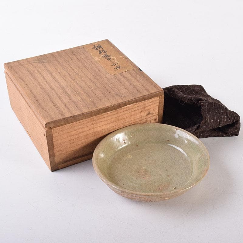 朝鮮美術　李朝　高麗青磁　小皿　時代箱　V　R8617