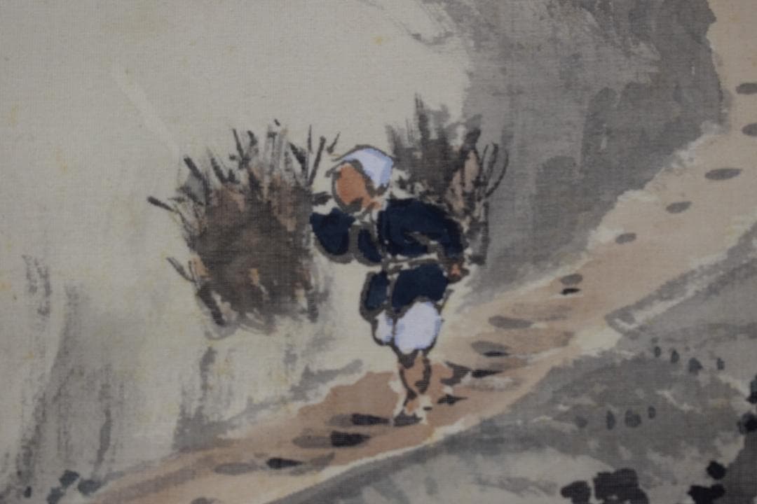 【真作】田中一華/秋山帰樵図/秋景山水人物図/掛軸☆宝船☆Y-744　JM