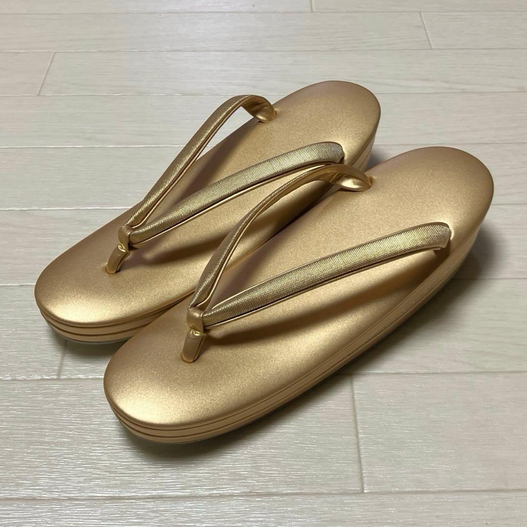 《美品》草履バッグセット　ゴールド　Lサイズ