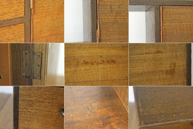 レトロ 小振り キャビネット 戸棚 引き出し 抽斗 3杯 収納 左右非対称 木製