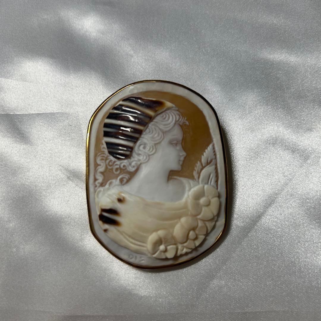 シェルカメオ K18 ブローチ ペンダントトップ 22.3g 大きい